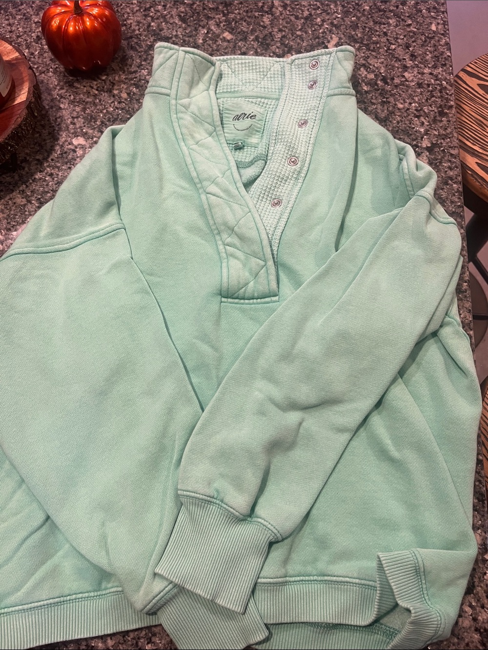 aerie oversized Mint Green Button-Neck Pullover Sweater